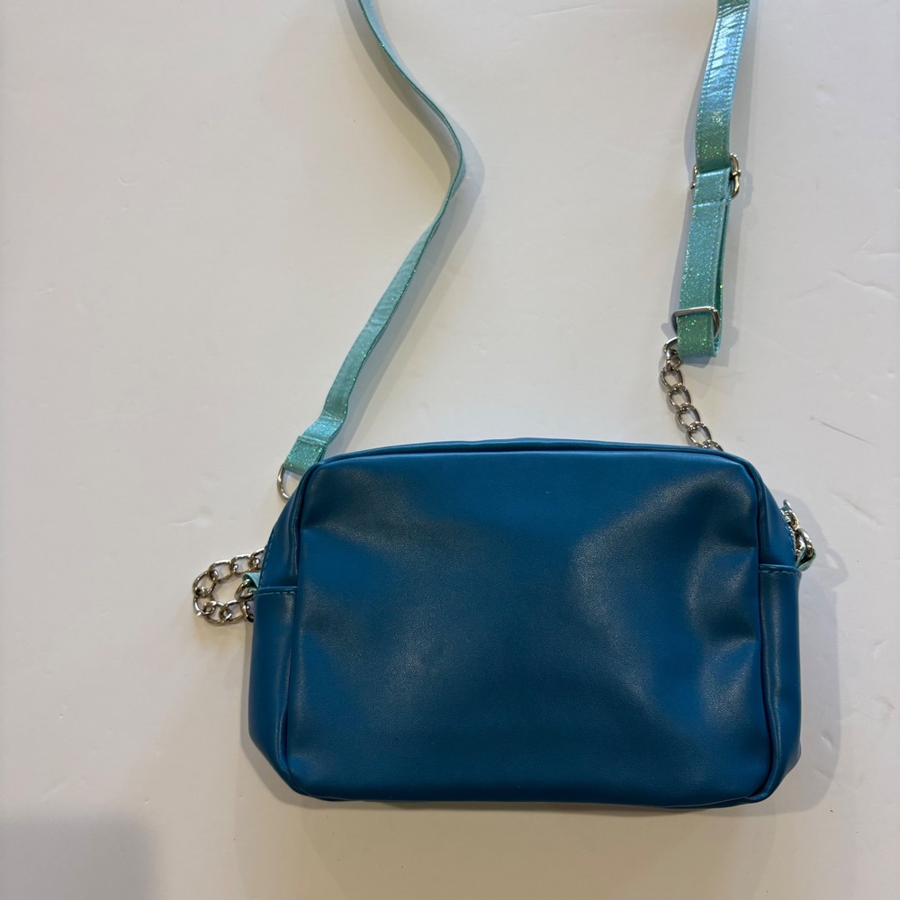 Disney Lilo & Stitch Girls BlueCrossbody Bag Floral Glitter Clear Window  Purse - Picture 3 of 5